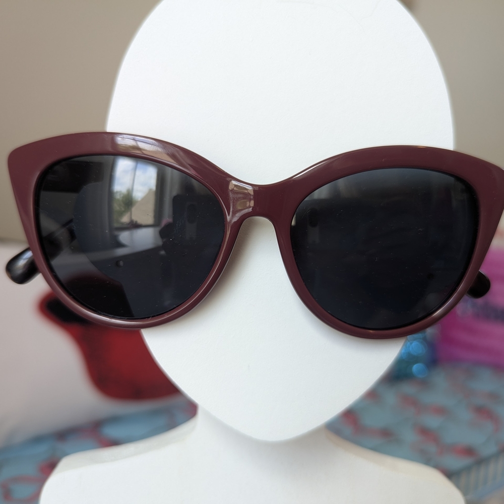 Cole Haan Polarized Chic Burgundy And Tortoise Cat-Eye Sunglasses